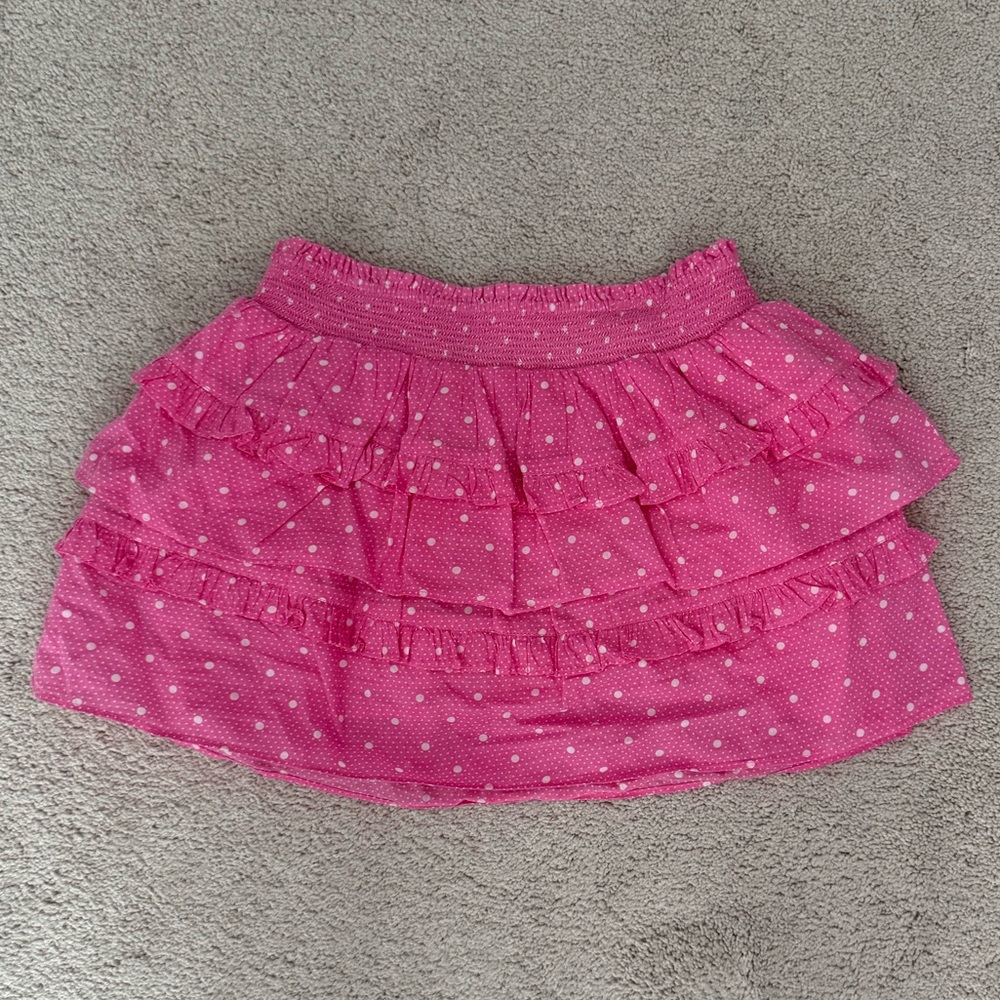 LoveShackFancy Pink Skirt with White Dots. Girls size 12